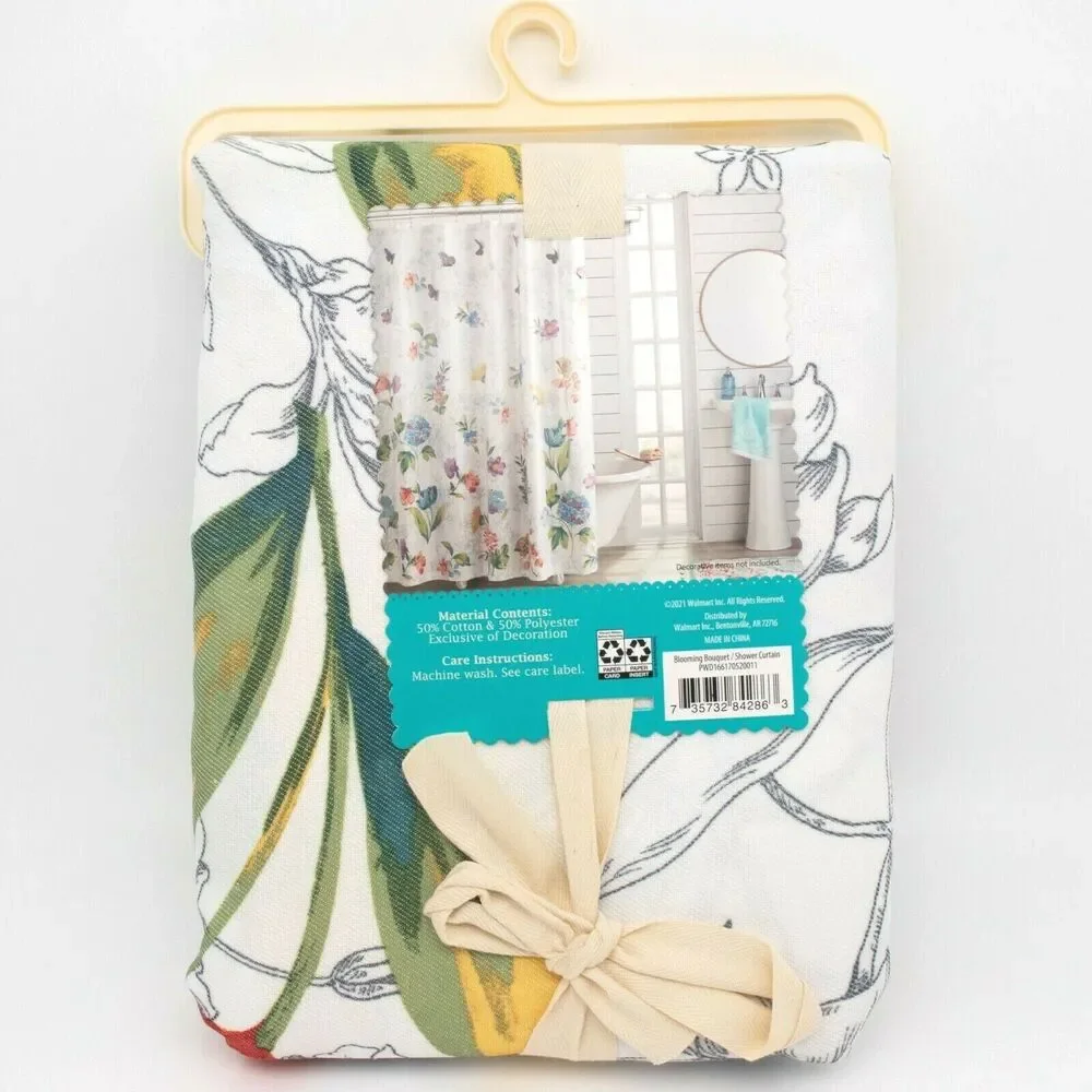 The Pioneer Woman Blooming Bouquet Shower Curtain Embroidered Butterfly